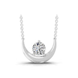 0.60Ct Lab Grown Round Cut Diamond Crescent Moon Solitaire Pendant 14K Fine Gold