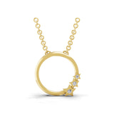 Lab Grown Round Cut Diamond Circle Pendant 14K Fine Gold Necklace 0.02Ct