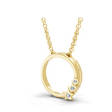 Lab Grown Round Cut Diamond Circle Pendant 14K Fine Gold Necklace 0.02Ct