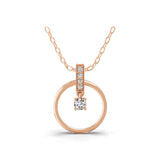 14K Fine Gold 0.10Ct Lab Grown Diamond Round Cut Circle Pendant Necklace