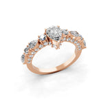 14K Fine Gold Round and Pear Cut 2.26Ct Lab Grown Diamond Rings