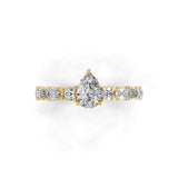 14K Fine Gold Round and Pear Cut 2.26Ct Lab Grown Diamond Rings
