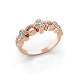 Floral Motif 0.55Ct Lab Grown Diamond Stackable Ring 14K Fine Gold