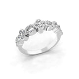 Floral Motif 0.55Ct Lab Grown Diamond Stackable Ring 14K Fine Gold