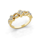 Floral Motif 0.55Ct Lab Grown Diamond Stackable Ring 14K Fine Gold