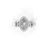 Triology Round and Marquise Cut Lab Grown Diamond Ring 1.39Ct 14K Fine Gold