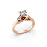 14K Fine Rose Gold 1.17Ct Princess Cut Lab Grown Diamond Ring