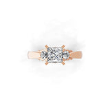 14K Fine Rose Gold 1.17Ct Princess Cut Lab Grown Diamond Ring