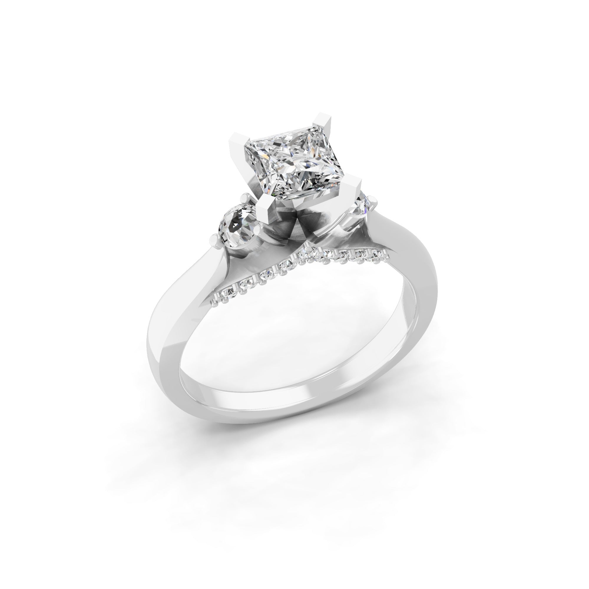 14K Fine Rose Gold 1.17Ct Princess Cut Lab Grown Diamond Ring