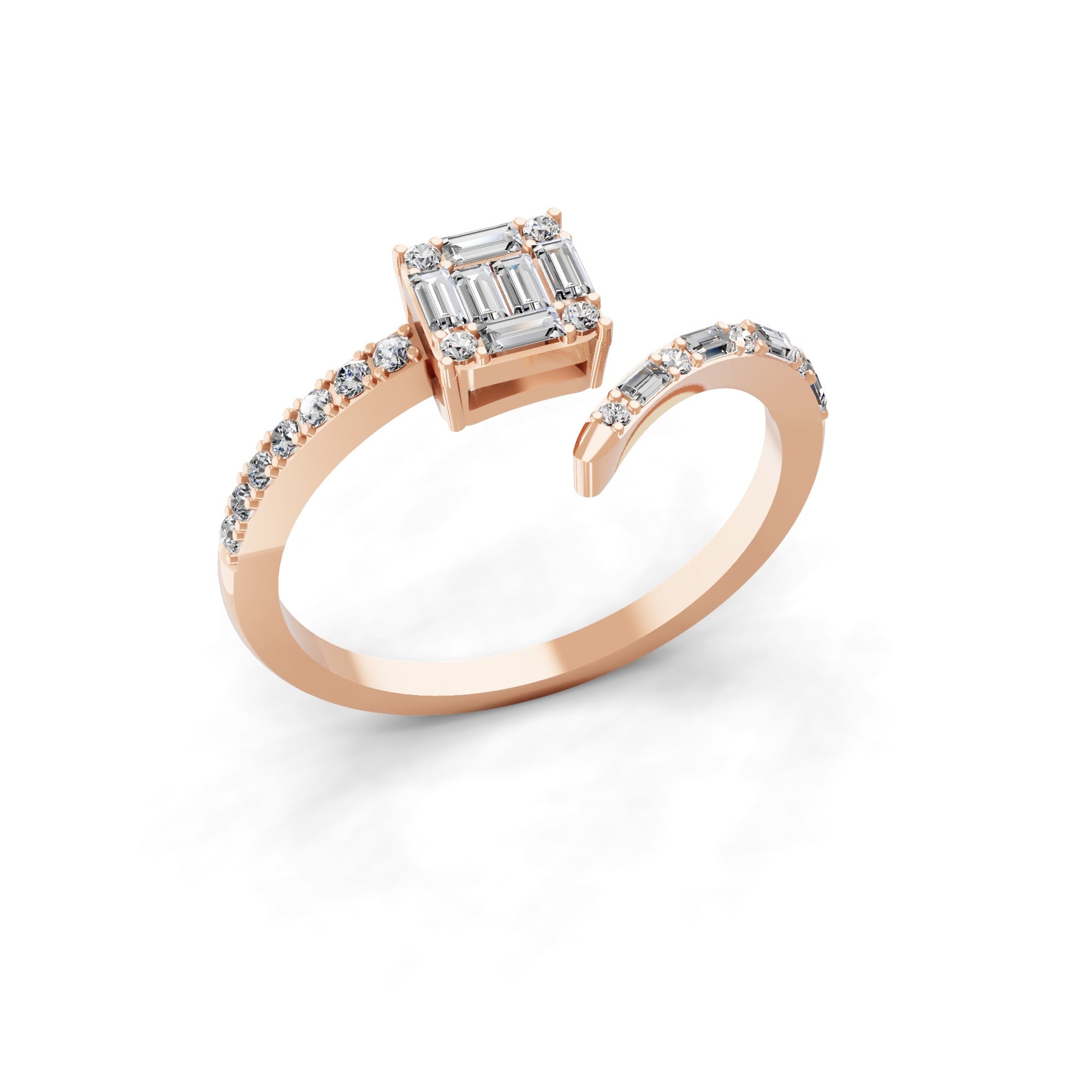 Lab Grown Diamond 0.32Ct 14K Fine Gold Curved Minimalist Ring