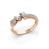 14K Fine Gold Pave Set Band Multi Stone Lab Grown Diamond Ring 0.96Ct