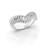 0.60Ct Lab Grown Baguette Round Diamond V-shaped Stackable Band Ring 14K Gold