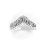 0.60Ct Lab Grown Baguette Round Diamond V-shaped Stackable Band Ring 14K Gold