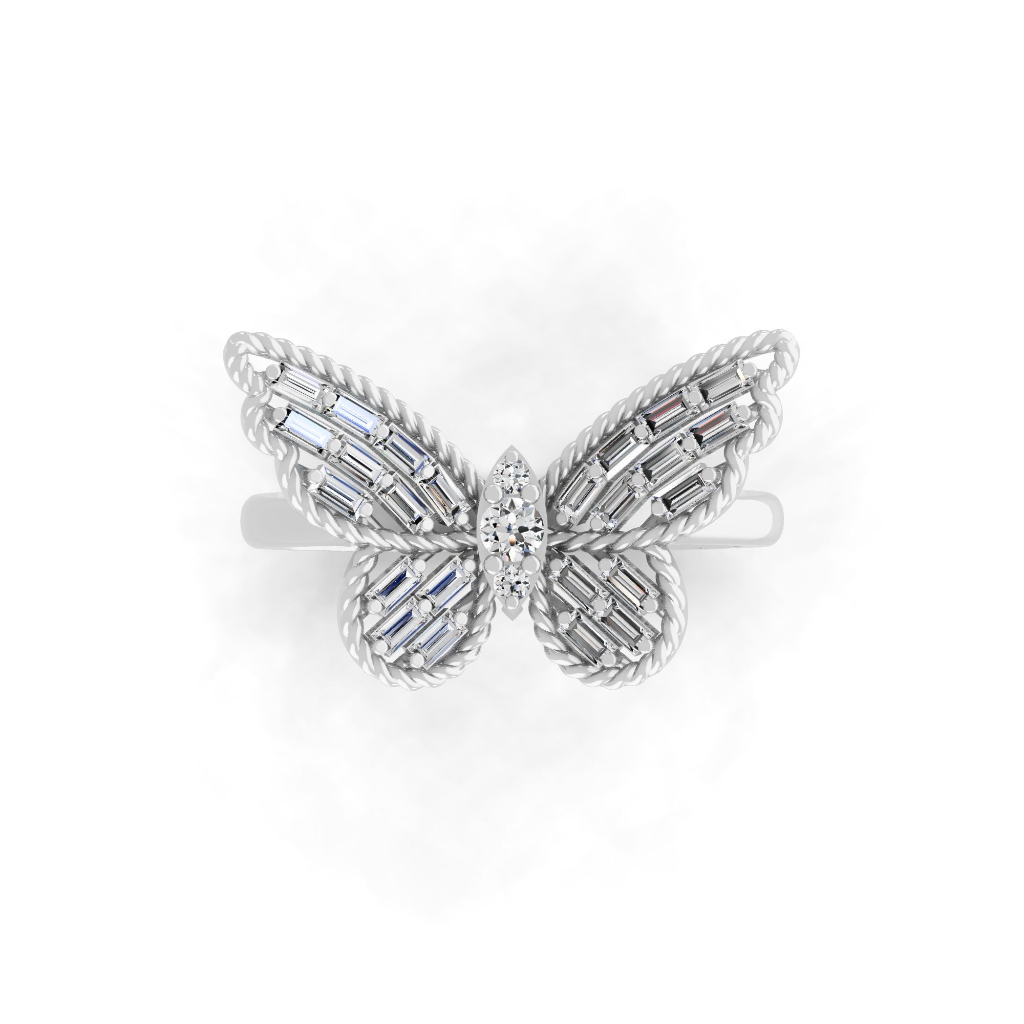Lab Grown Diamond 0.28Ct Butterfly Shaped Ring 14K Fine Gold