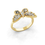 Lab Grown Diamond 0.28Ct Butterfly Shaped Ring 14K Fine Gold