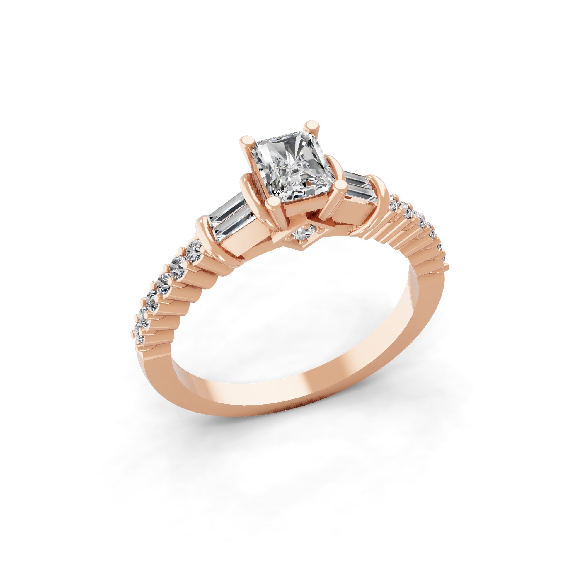 Multi Stone Cut 0.62Ct Lab Grown Diamond Ring 14K Fine Gold