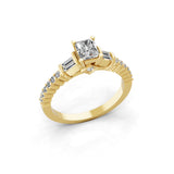 Multi Stone Cut 0.62Ct Lab Grown Diamond Ring 14K Fine Gold