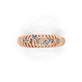 14K Fine Gold Round Baguette Cut Band Ring Lab Grown Diamond 0.23Ct