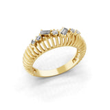14K Fine Gold Round Baguette Cut Band Ring Lab Grown Diamond 0.23Ct