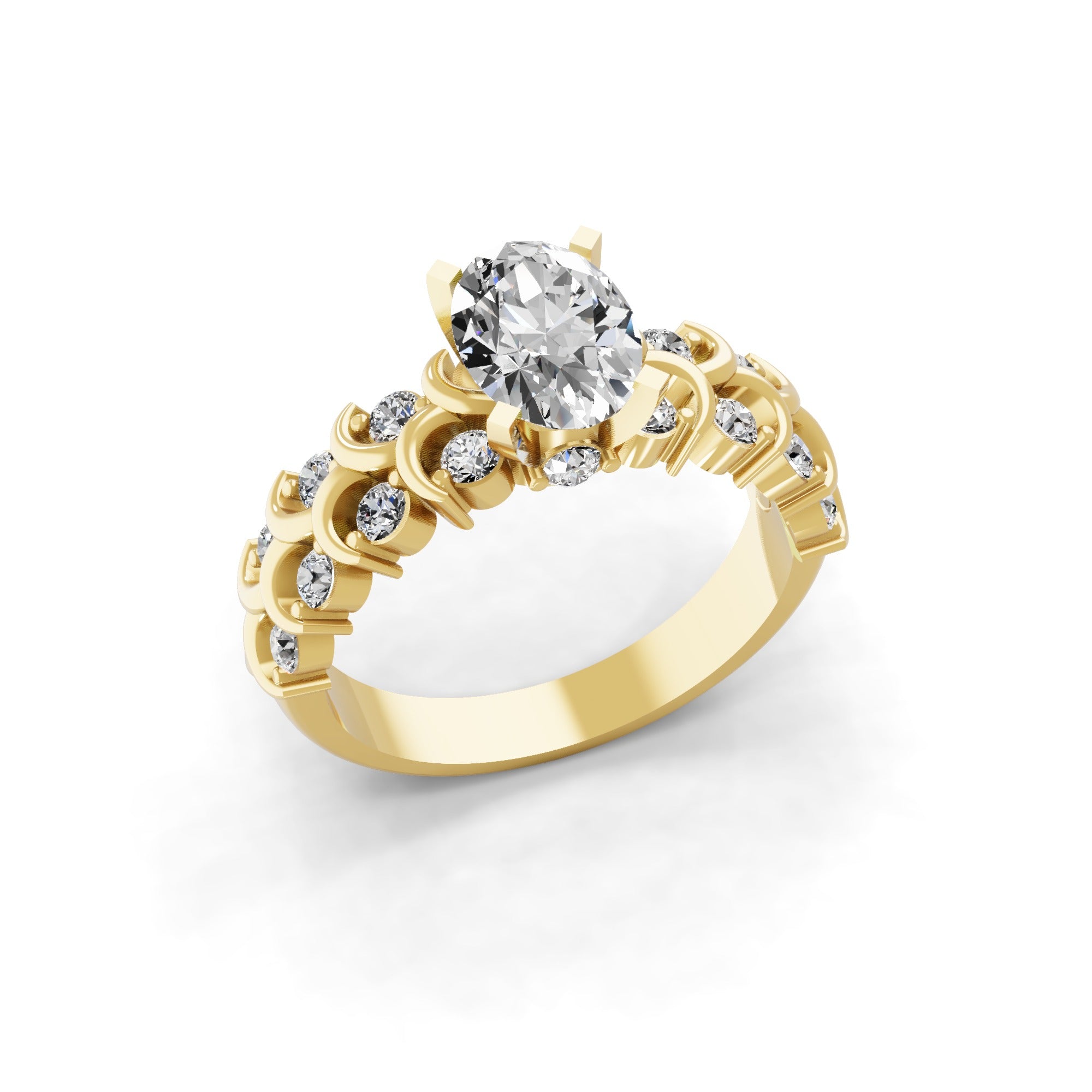 Round and Oval Cut Lab Grown Diamond Engagement Ring 1.87Ct 14K Fine Gold