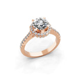 14K Fine Gold Halo Lab Grown Diamond 1.87Ct Engagement Ring