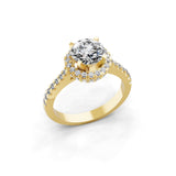 14K Fine Gold Halo Lab Grown Diamond 1.87Ct Engagement Ring