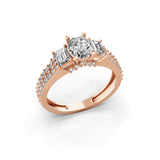 Three Stone Engagement Ring Lab Grown Diamond 14K Fine Gold 1.60Ct