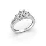 Three Stone Engagement Ring Lab Grown Diamond 14K Fine Gold 1.60Ct