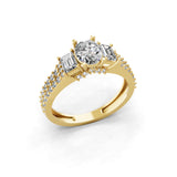 Three Stone Engagement Ring Lab Grown Diamond 14K Fine Gold 1.60Ct
