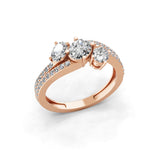14K Fine Gold Lab Grown Round Cut Diamond Twisted Ring 1.52Ct