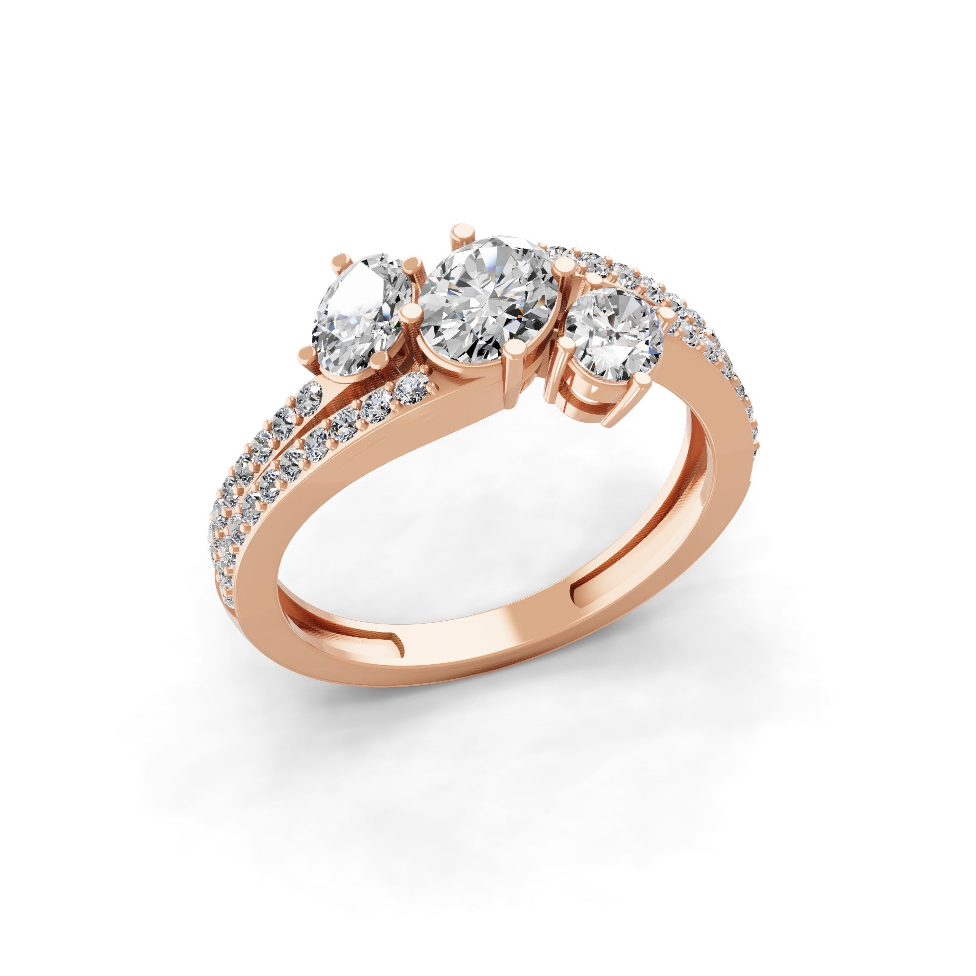 14K Fine Gold Lab Grown Round Cut Diamond Twisted Ring 1.52Ct