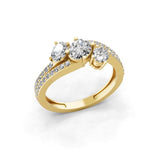 14K Fine Gold Lab Grown Round Cut Diamond Twisted Ring 1.52Ct