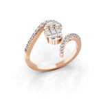 14K Fine Gold Baguette Round Cut 0.77Ct Cuff Ring Lab Grown Diamond