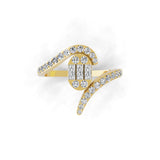 14K Fine Gold Baguette Round Cut 0.77Ct Cuff Ring Lab Grown Diamond