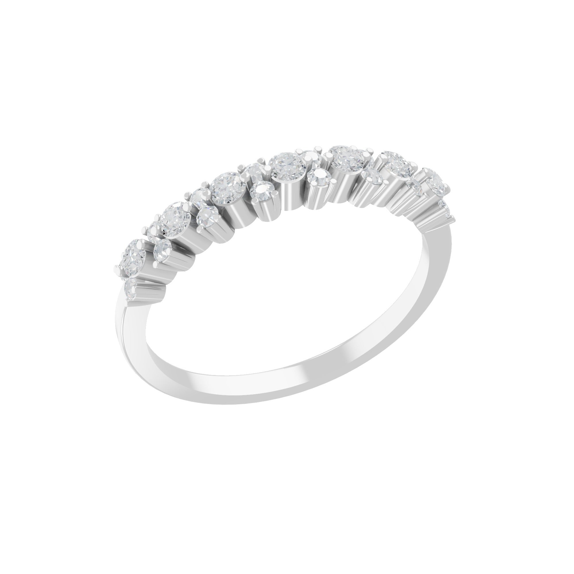 Half Eternity Minimalist Ring Lab Grown Diamond 0.41Ct 14K Fine Gold
