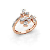1.06Ct 14K Fine Gold Lab Grown Diamond Multi Shape Open Promise Ring
