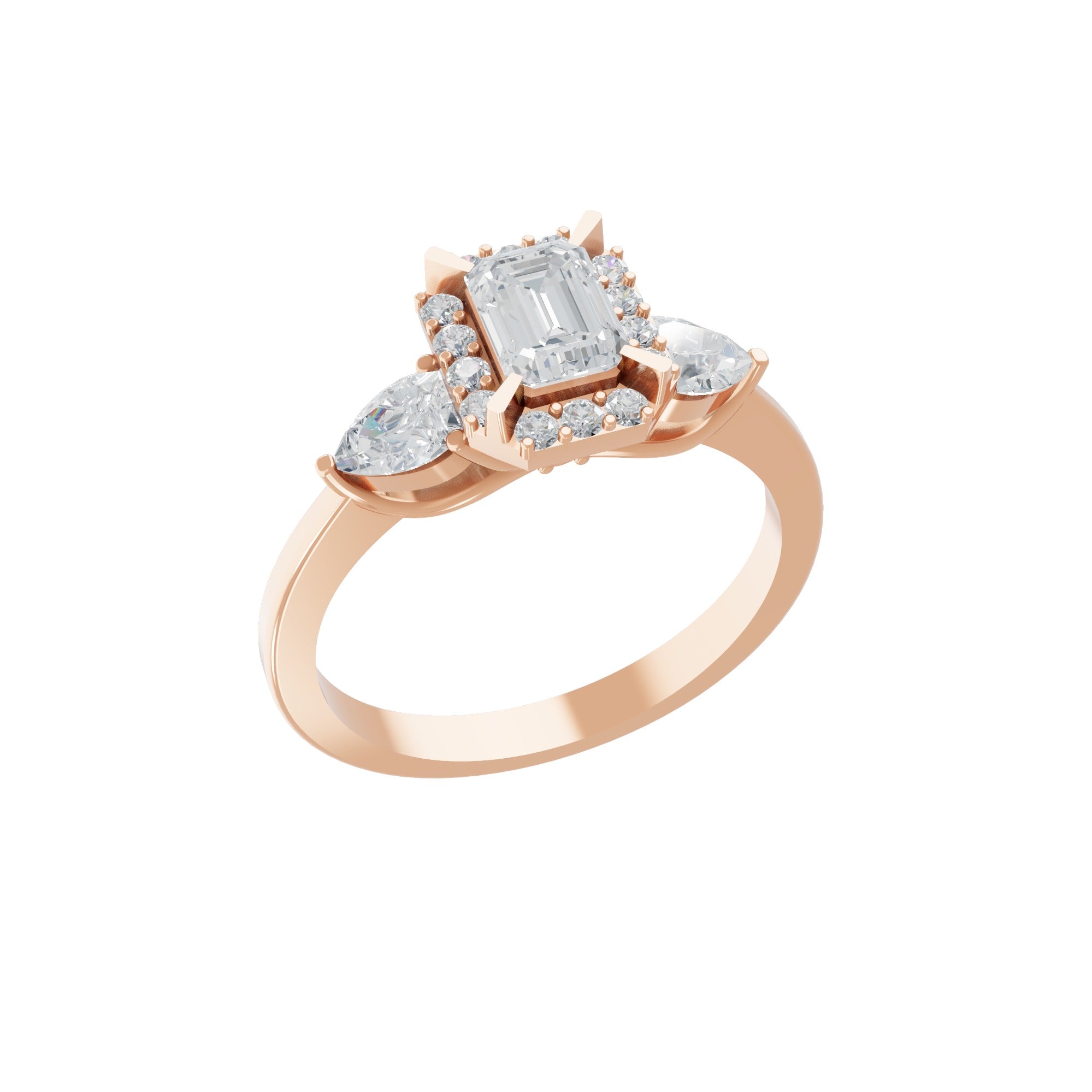 Emerald Cut Lab Grown Diamond 1.20Ct 14K Fine Gold Ring