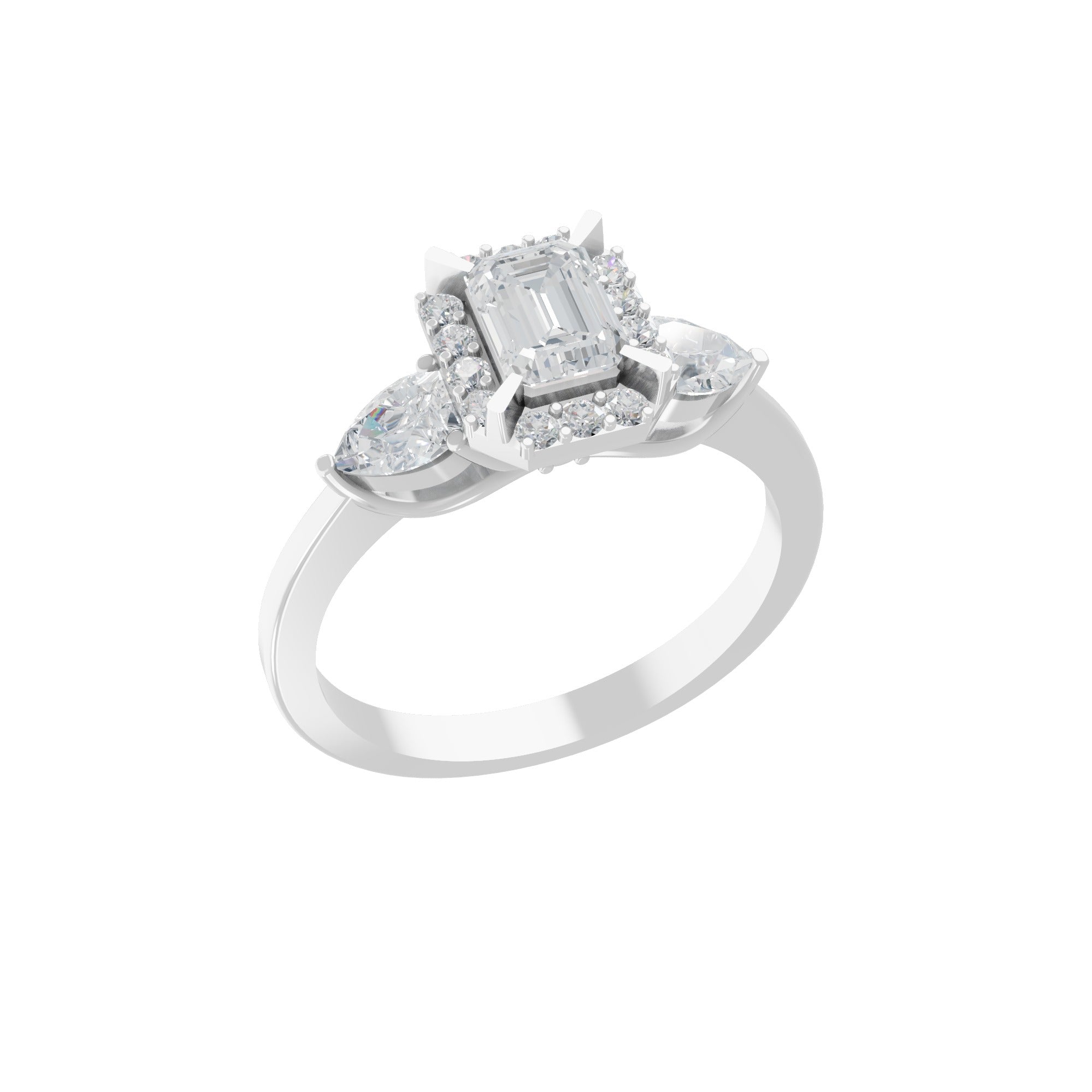 Emerald Cut Lab Grown Diamond 1.20Ct 14K Fine Gold Ring