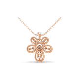 0.40Ct Flower Pendant 14K Fine Gold Necklace Lab Grown Round Cut Diamond