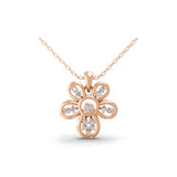0.40Ct Flower Pendant 14K Fine Gold Necklace Lab Grown Round Cut Diamond