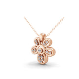 0.40Ct Flower Pendant 14K Fine Gold Necklace Lab Grown Round Cut Diamond