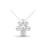 0.40Ct Flower Pendant 14K Fine Gold Necklace Lab Grown Round Cut Diamond