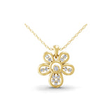 0.40Ct Flower Pendant 14K Fine Gold Necklace Lab Grown Round Cut Diamond
