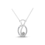 14K Fine Gold Round Lab Grown Diamond Infinity Swirl Pendant Necklace 0.41Ct