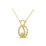 14K Fine Gold Round Lab Grown Diamond Infinity Swirl Pendant Necklace 0.41Ct