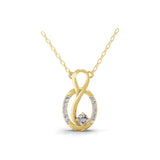 14K Fine Gold Round Lab Grown Diamond Infinity Swirl Pendant Necklace 0.41Ct
