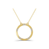 Round Cut 0.24Ct Lab Grown Diamond Circle Pendant Necklace 14K Fine Gold