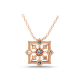 Lab Grown Round Cut Diamond 14K Fine Gold Floral Cluster Pendant Necklace 1.25Ct