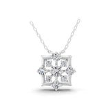 Lab Grown Round Cut Diamond 14K Fine Gold Floral Cluster Pendant Necklace 1.25Ct