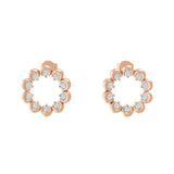 14K Fine Gold Round Cut Flower Lab Grown Diamond Earrings 0.43Ct